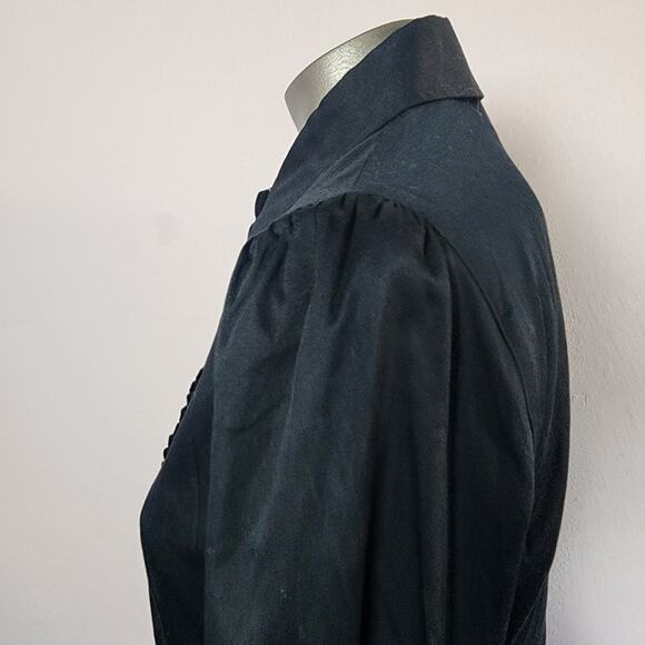 NWT Anne Klein Stretch Pintuck Puff Sleeve Black Button Up Shirt | Womens 6 - Picture 5 of 14